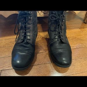 Clarks black lace up boots .